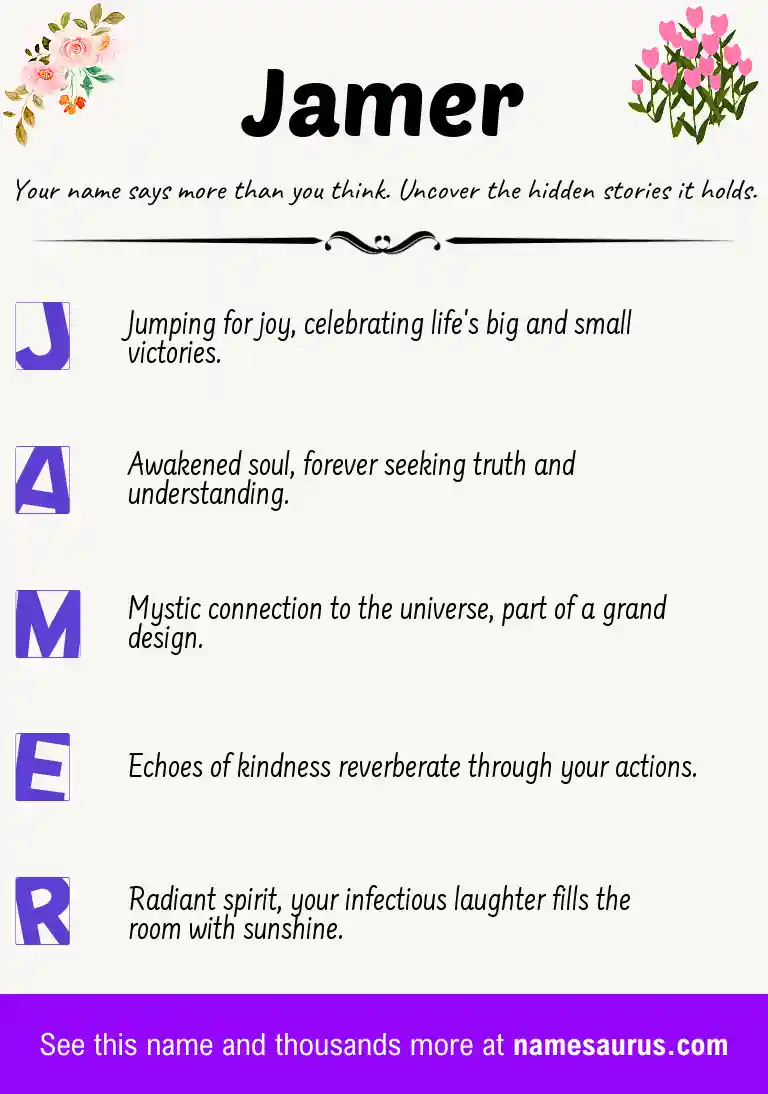 Acrostic poem about Jamer.