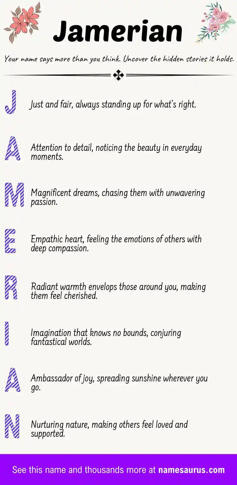 Acrostic poem about Jamerian.