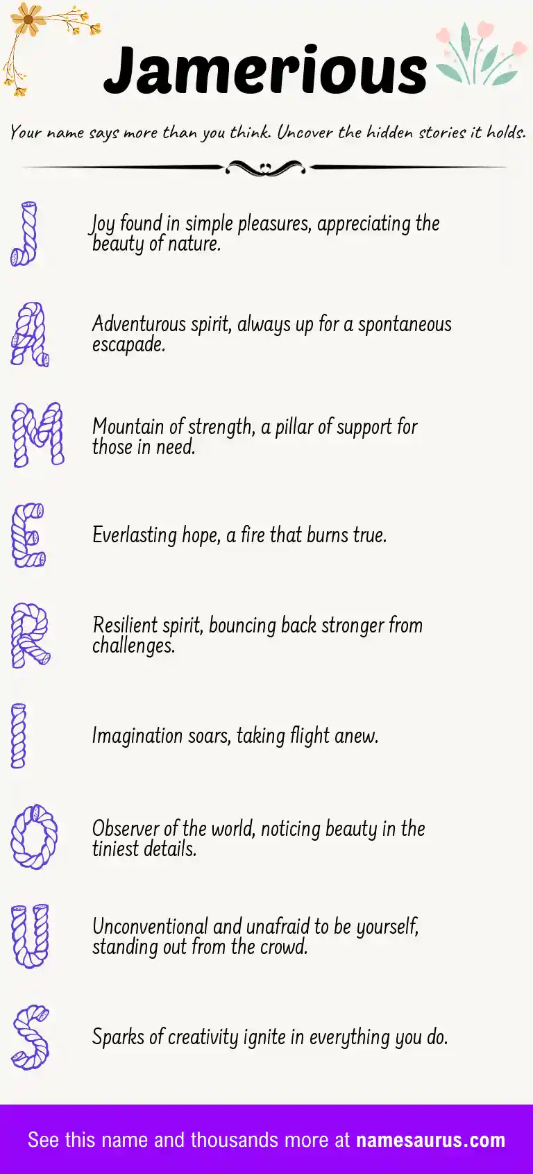 Acrostic poem about Jamerious.