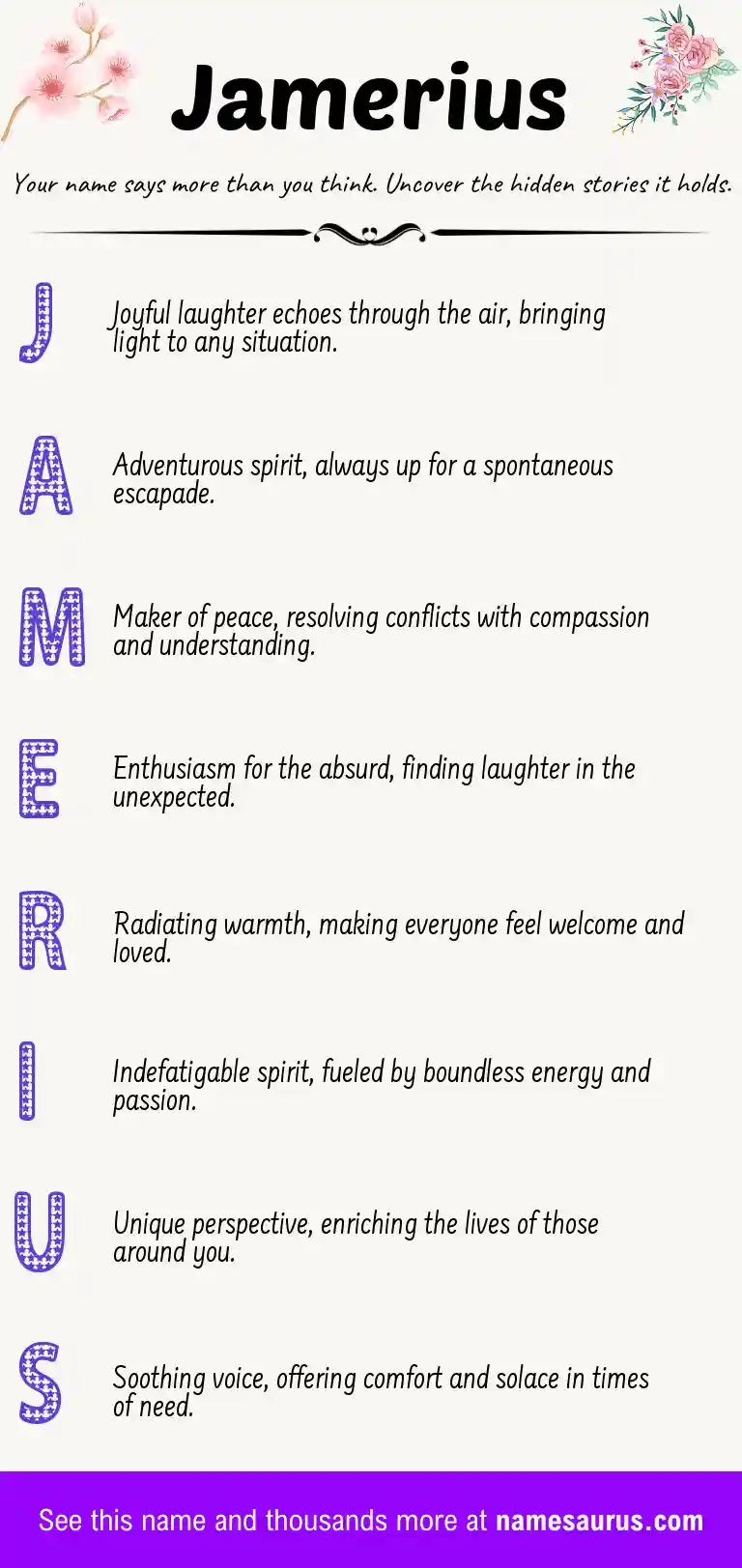 Acrostic poem about Jamerius.