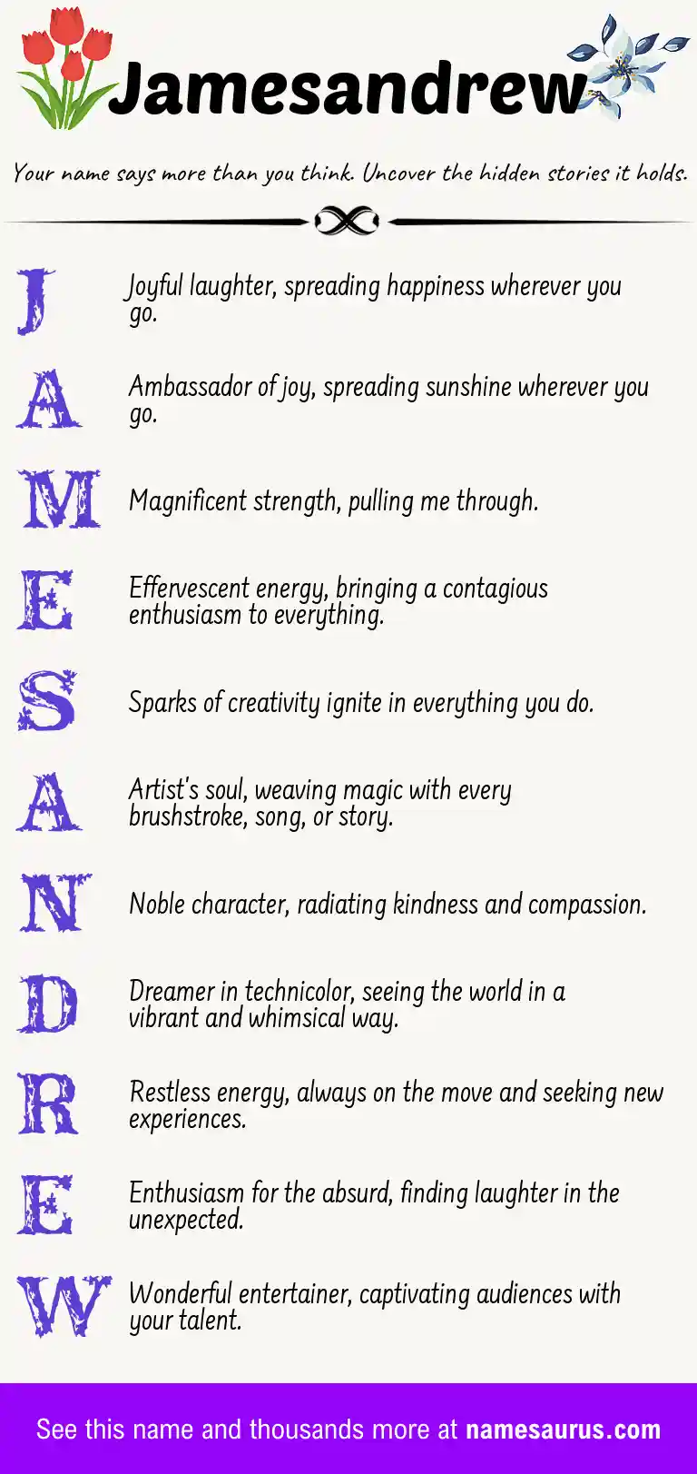 Acrostic poem about Jamesandrew.
