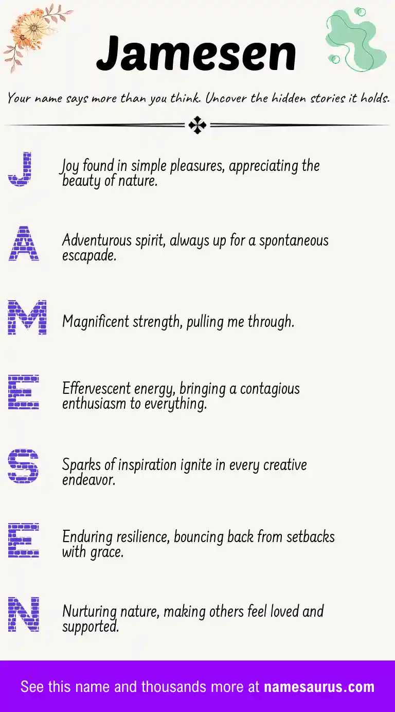 Acrostic poem about Jamesen.
