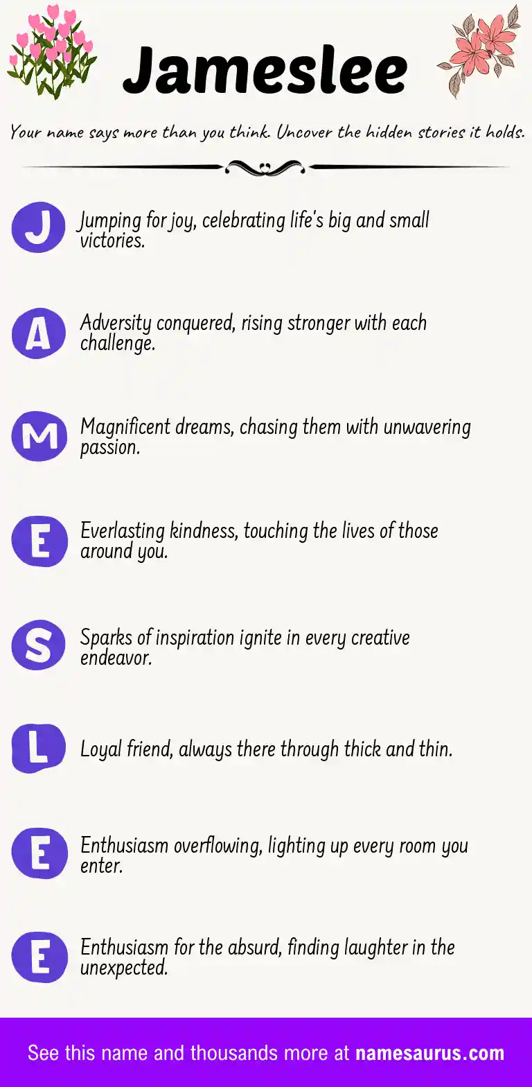 Acrostic poem about Jameslee.
