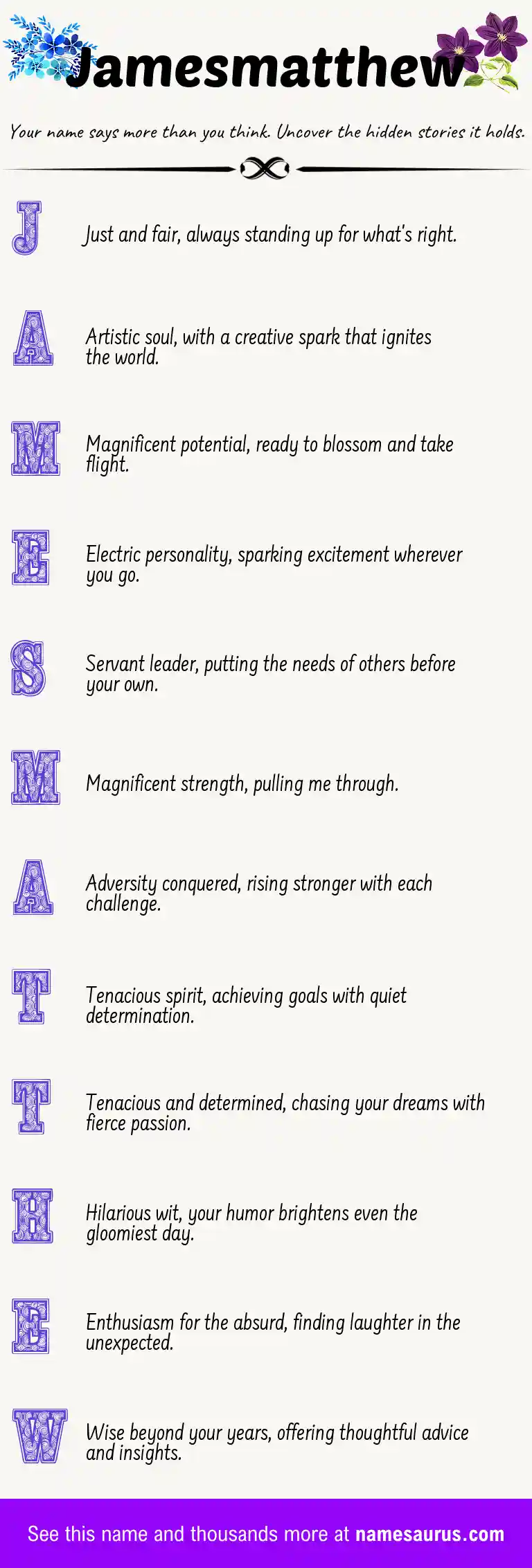Acrostic poem about Jamesmatthew.