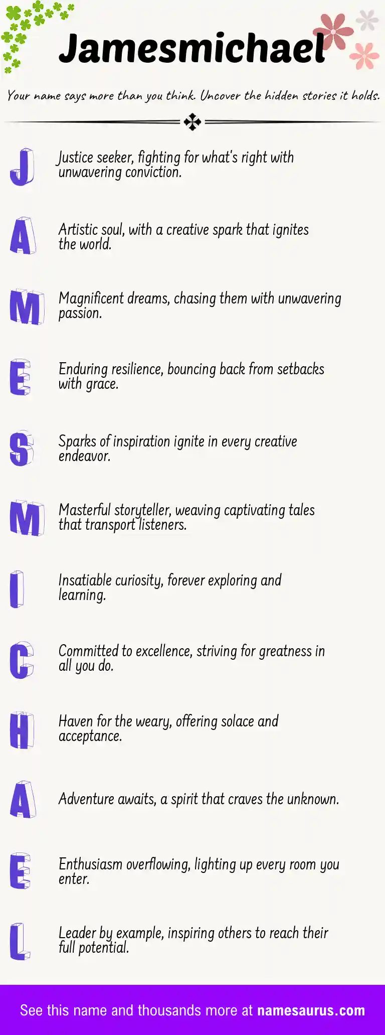 Acrostic poem about Jamesmichael.