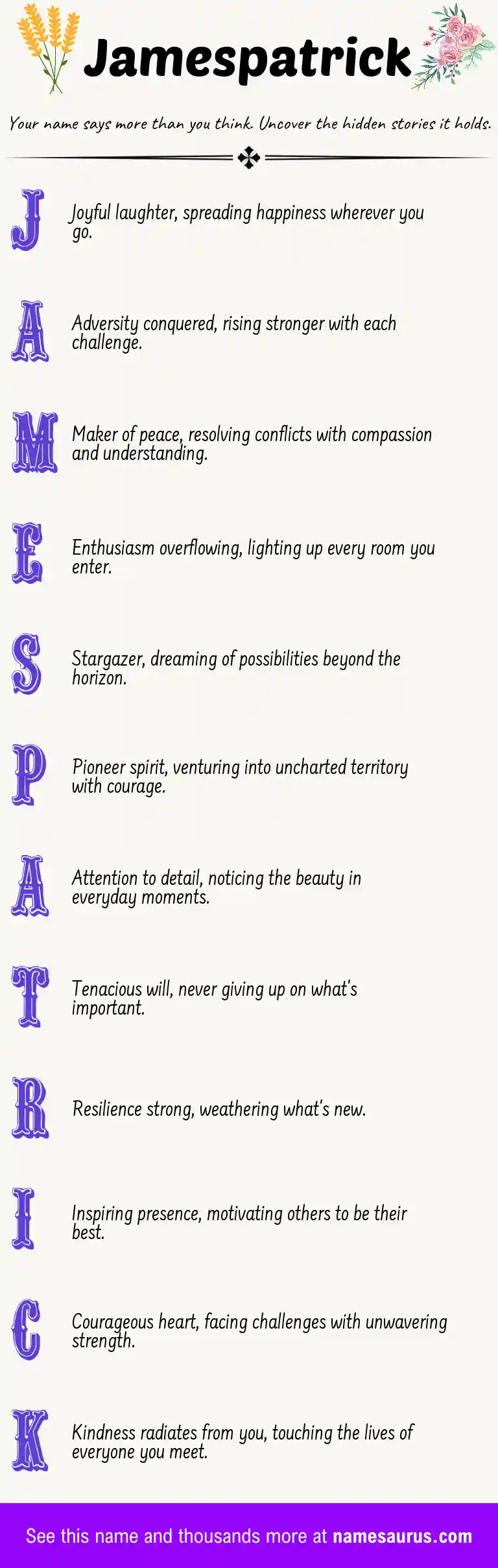 Acrostic poem about Jamespatrick.