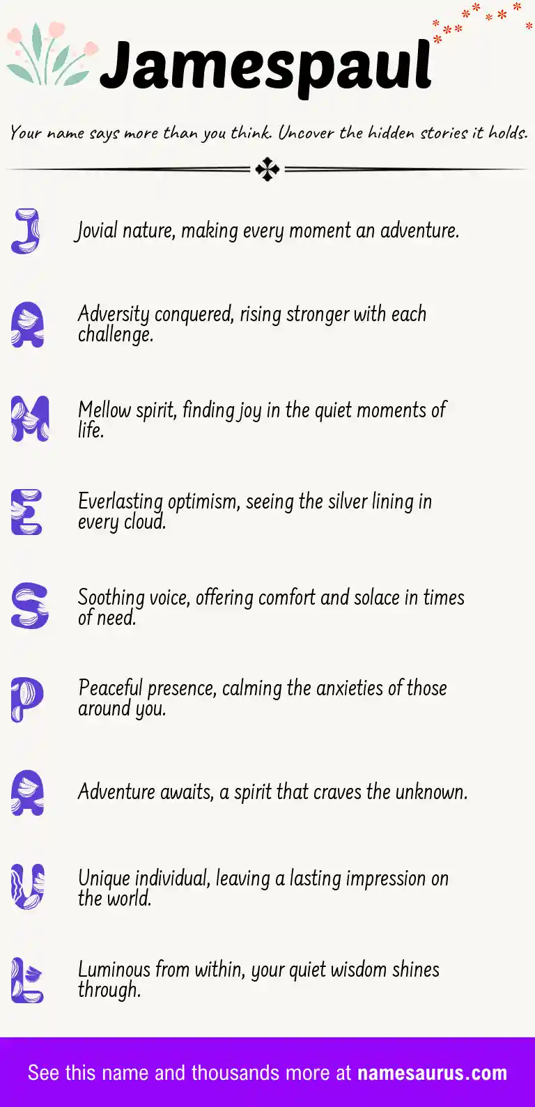 Acrostic poem about Jamespaul.