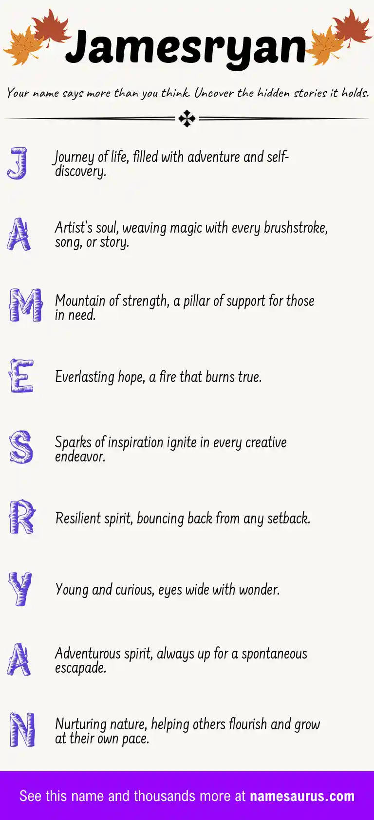 Acrostic poem about Jamesryan.
