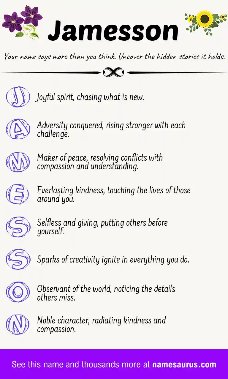 Acrostic poem about Jamesson.