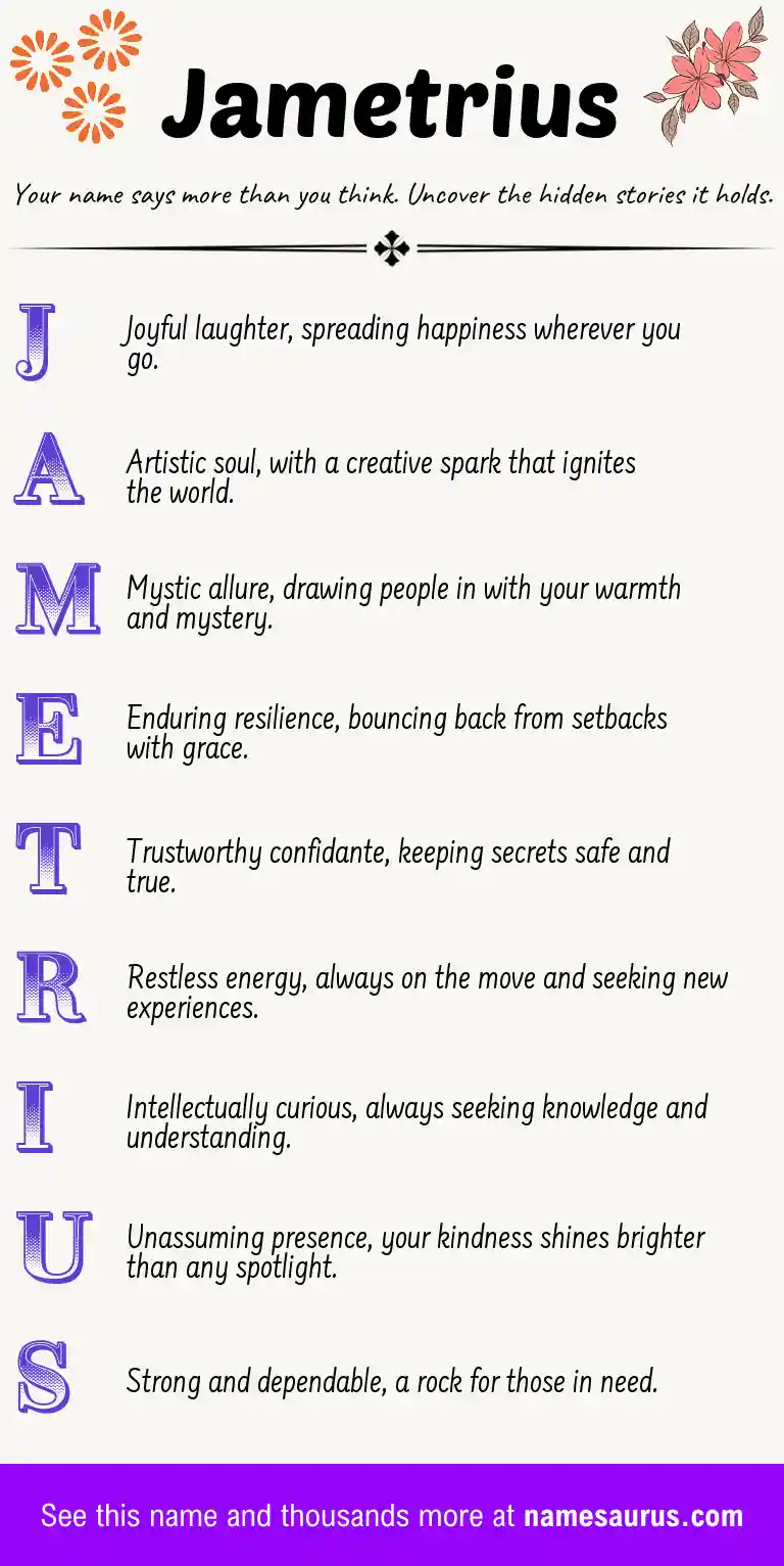 Acrostic poem about Jametrius.