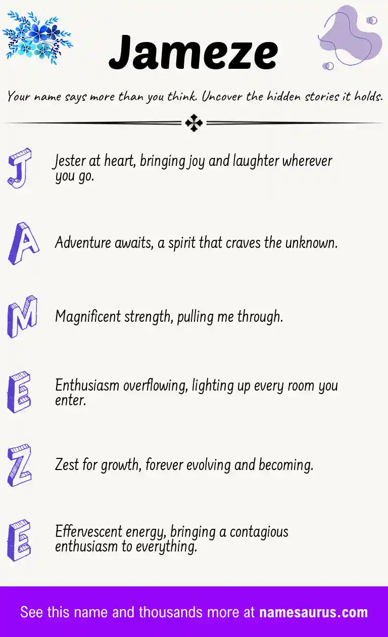 Acrostic poem about Jameze.