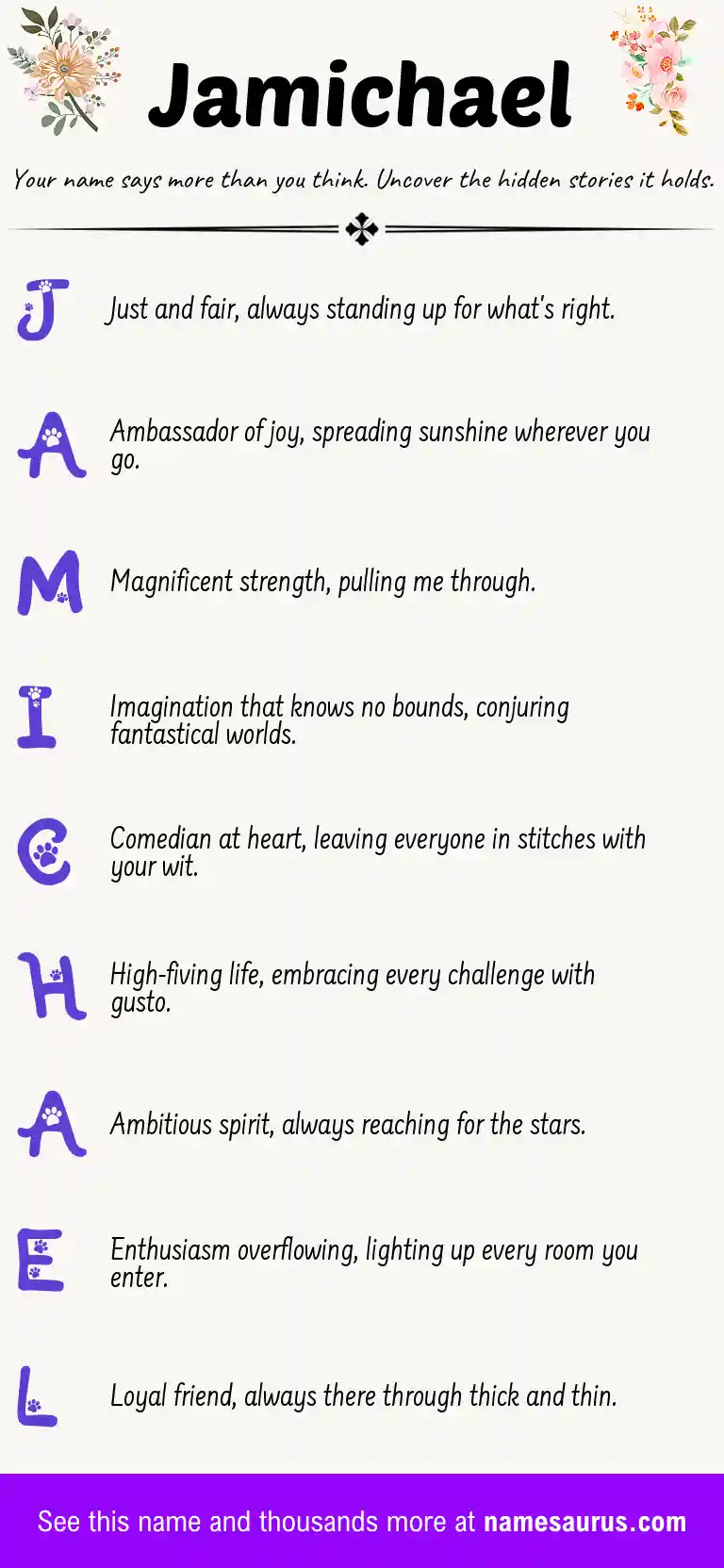 Acrostic poem about Jamichael.