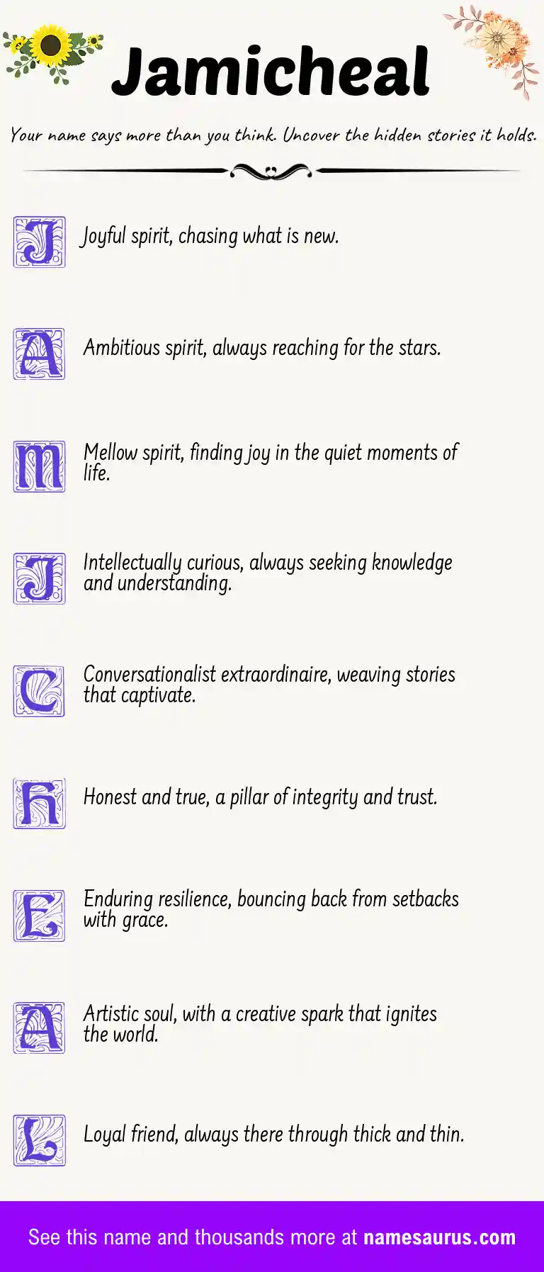 Acrostic poem about Jamicheal.