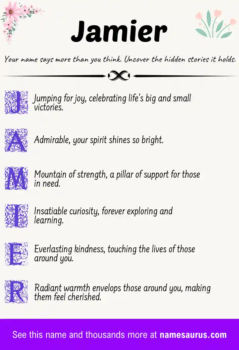 Acrostic poem about Jamier.