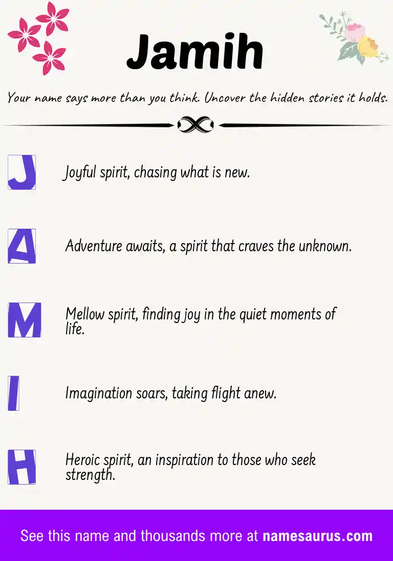 Acrostic poem about Jamih.