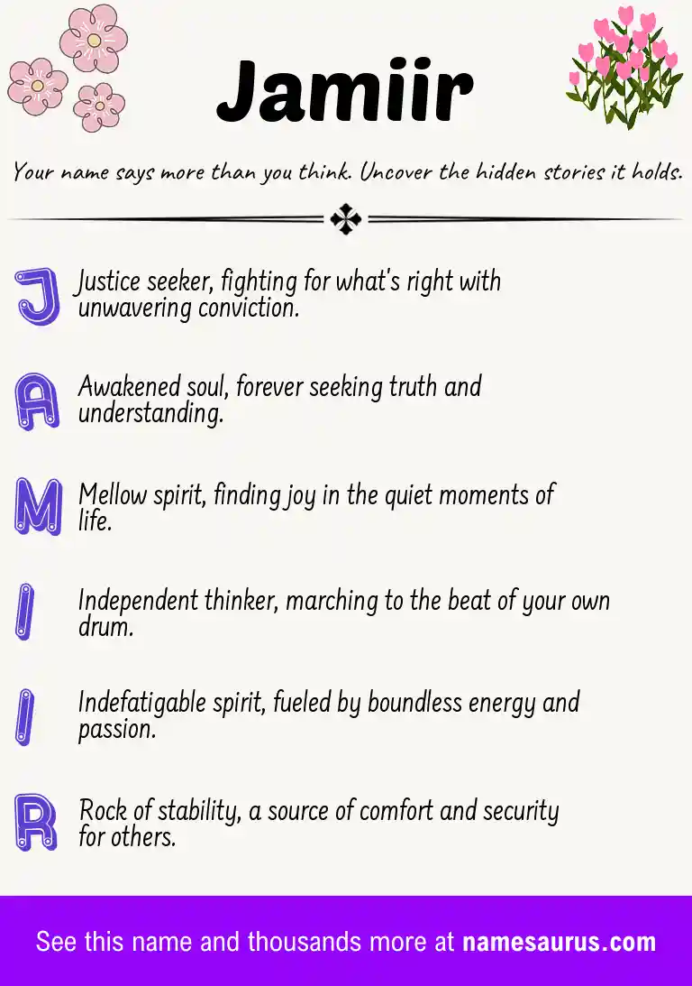 Acrostic poem about Jamiir.