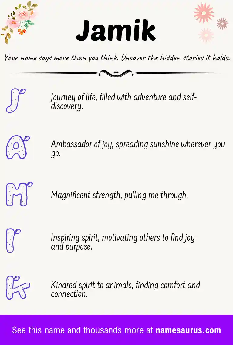 Acrostic poem about Jamik.