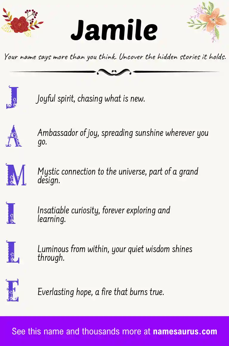 Acrostic poem about Jamile.