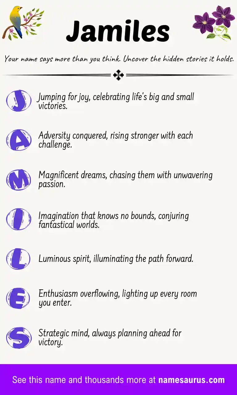 Acrostic poem about Jamiles.