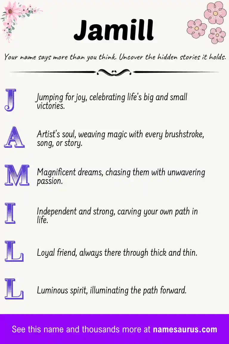 Acrostic poem about Jamill.