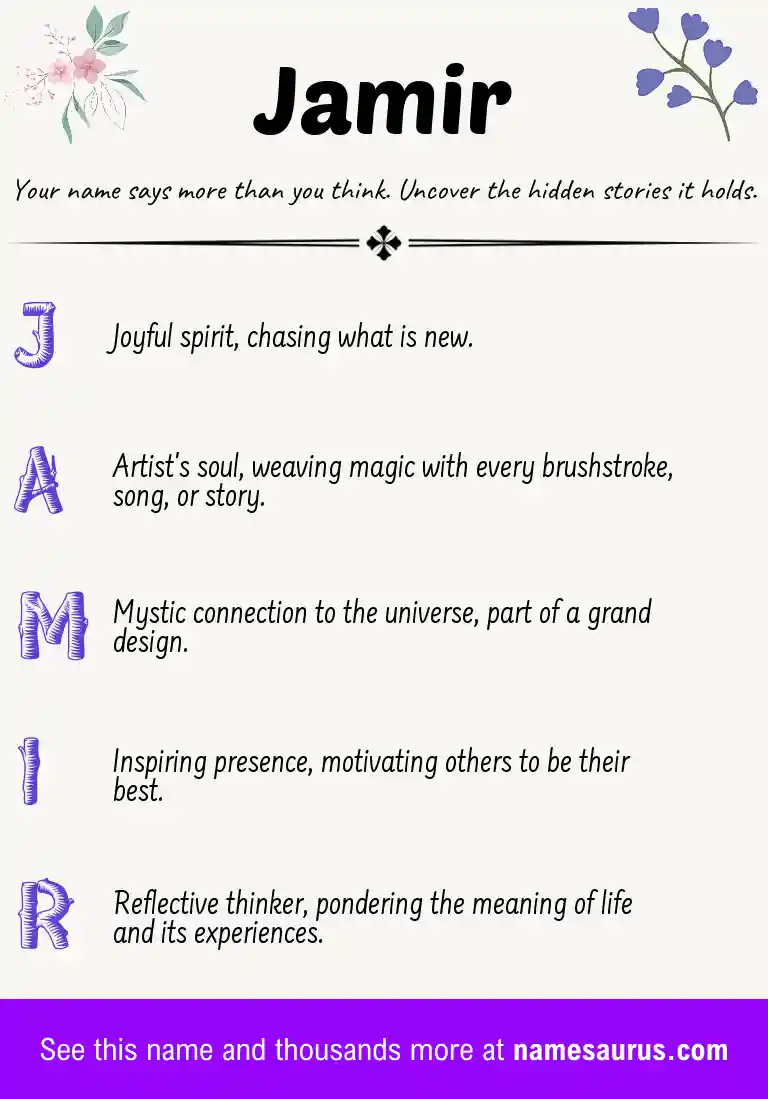Acrostic poem about Jamir.