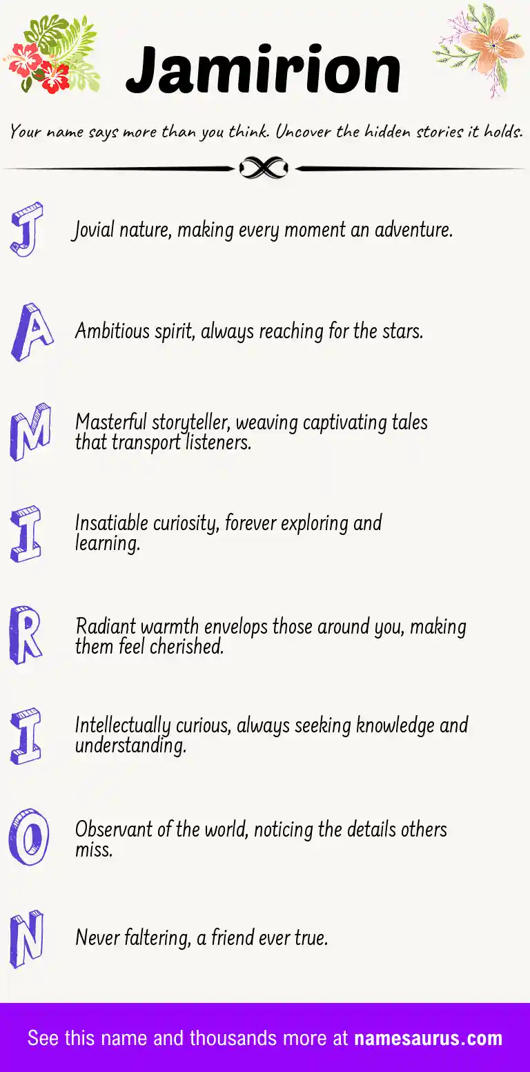 Acrostic poem about Jamirion.