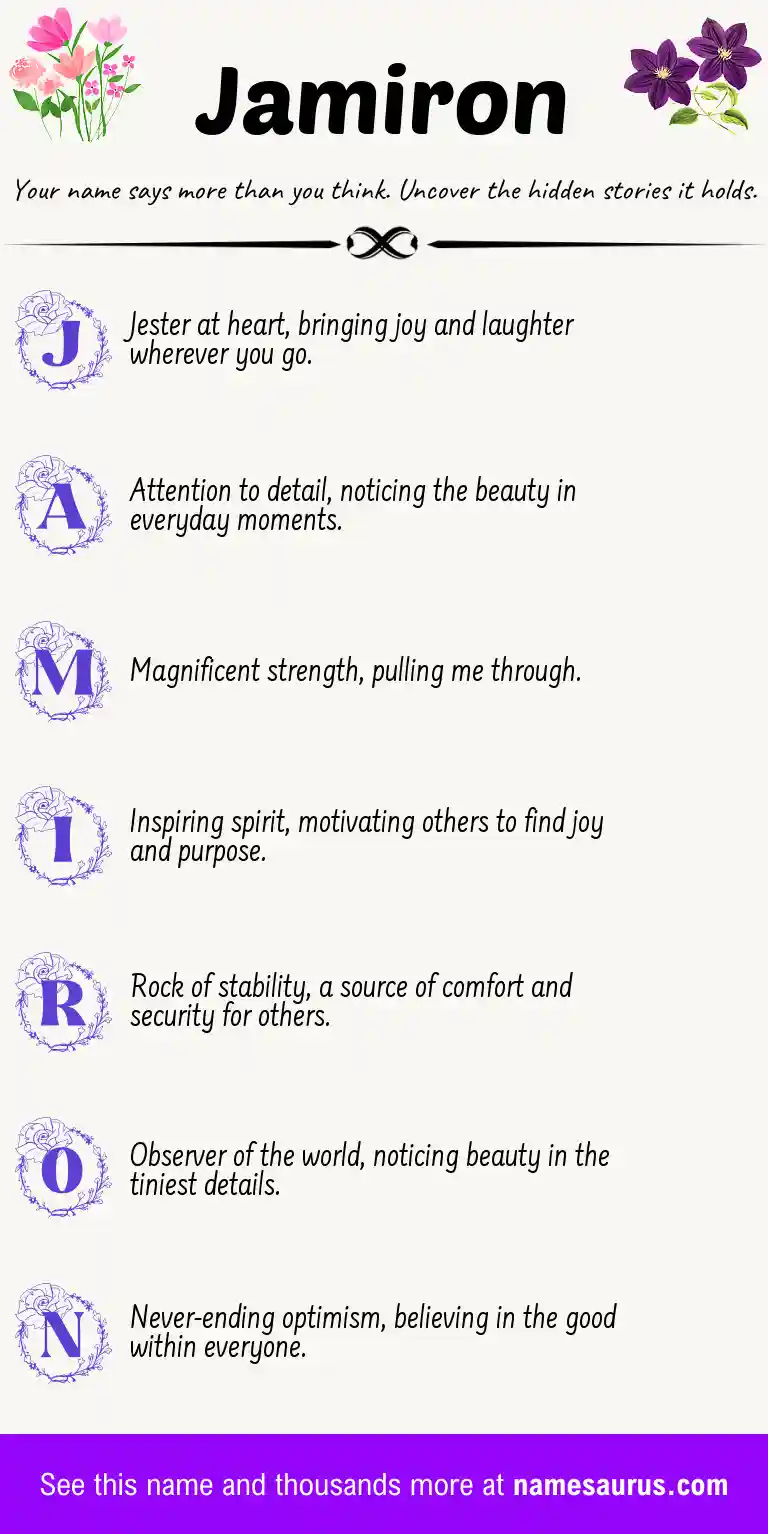 Acrostic poem about Jamiron.