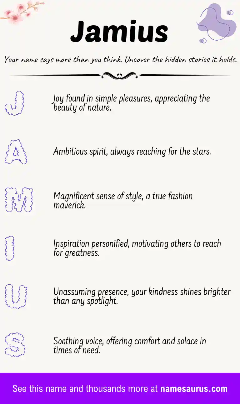 Acrostic poem about Jamius.