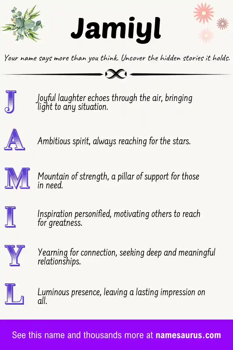 Acrostic poem about Jamiyl.