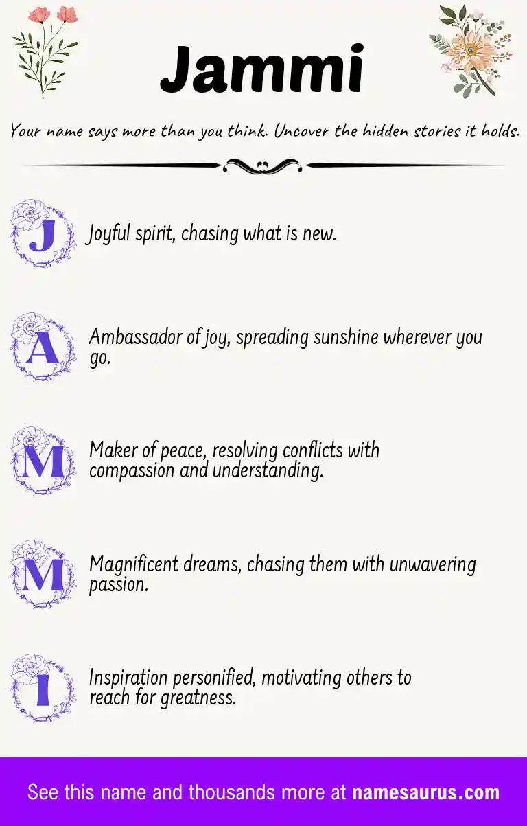 Acrostic poem about Jammi.