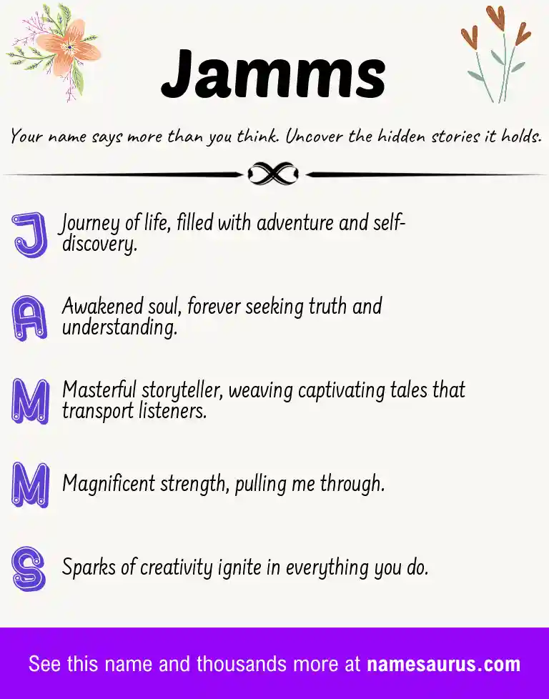 Acrostic poem about Jamms.