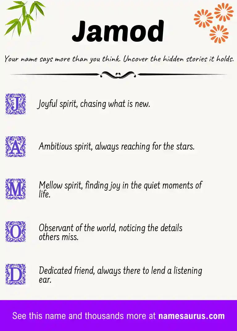 Acrostic poem about Jamod.