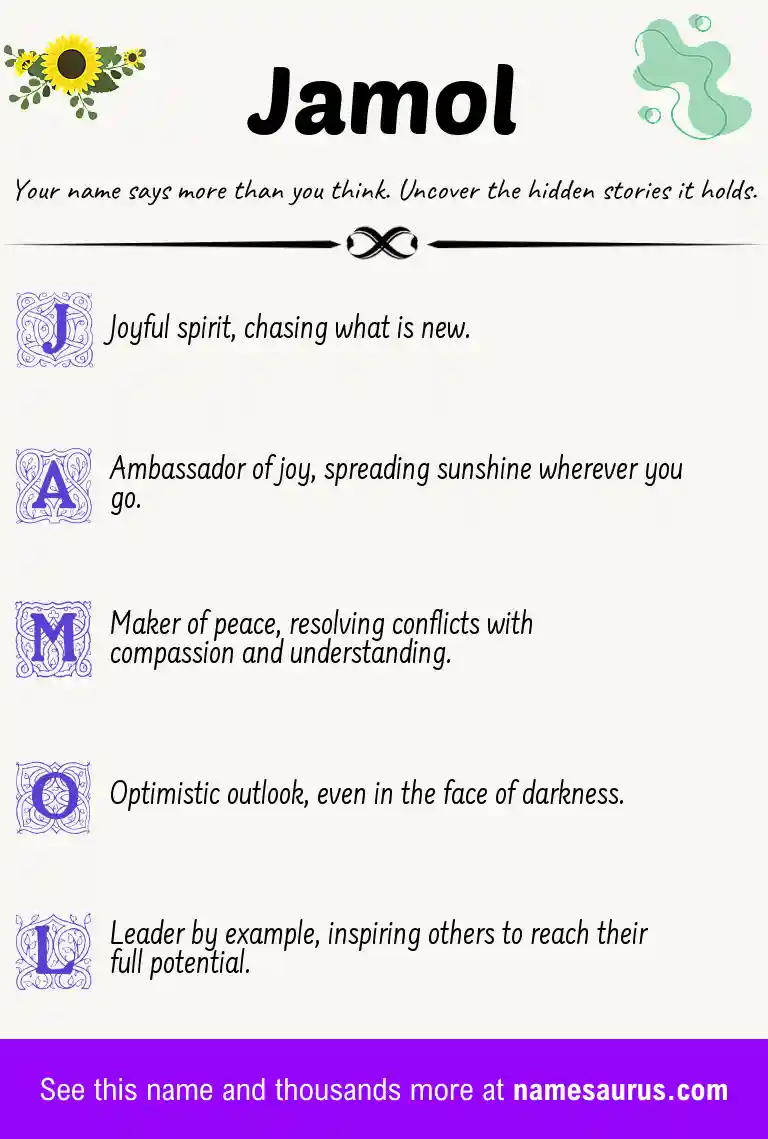 Acrostic poem about Jamol.