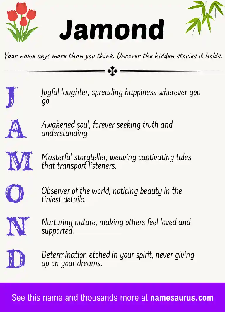 Acrostic poem about Jamond.
