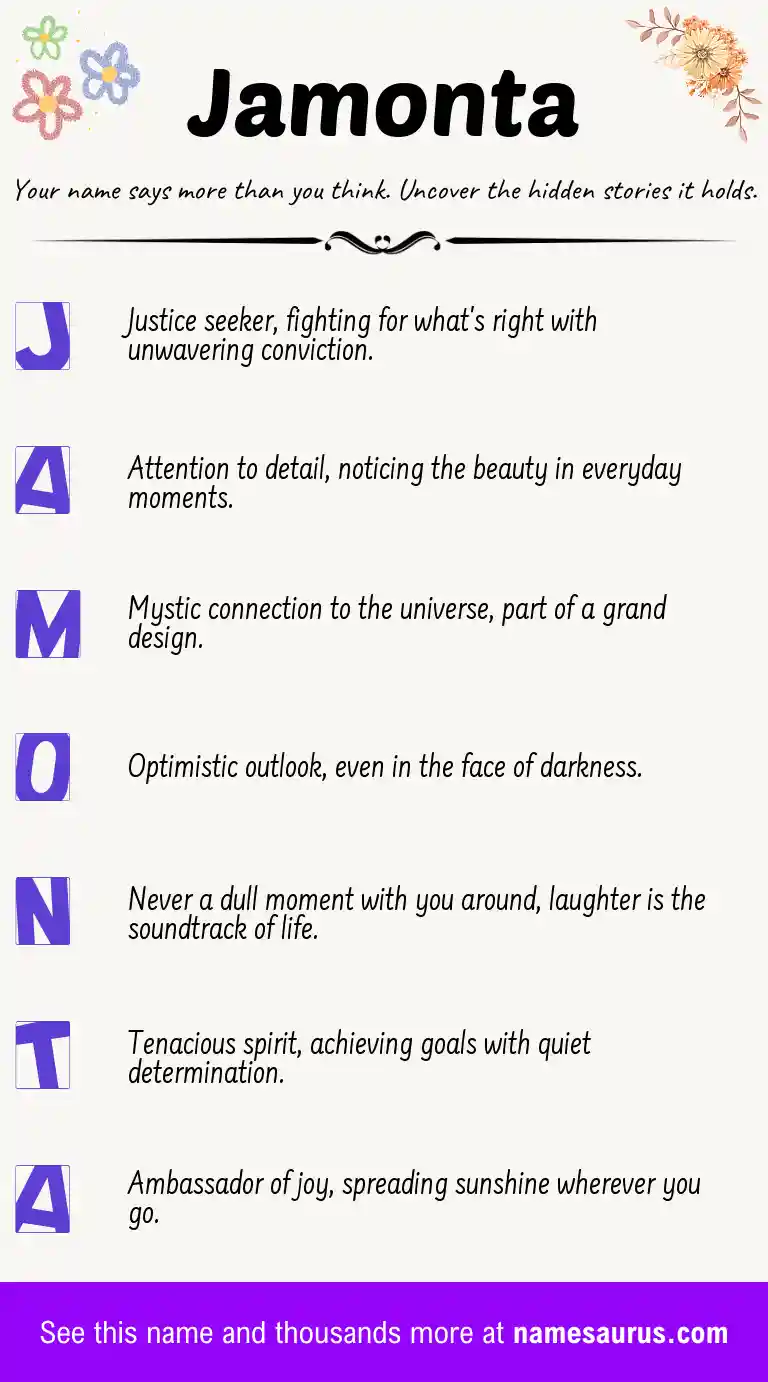 Acrostic poem about Jamonta.