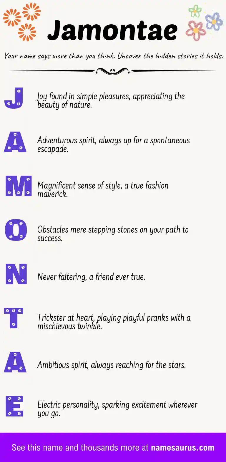 Acrostic poem about Jamontae.