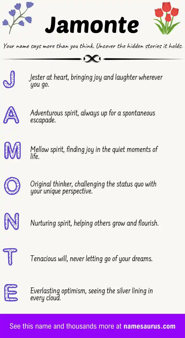 Acrostic poem about Jamonte.