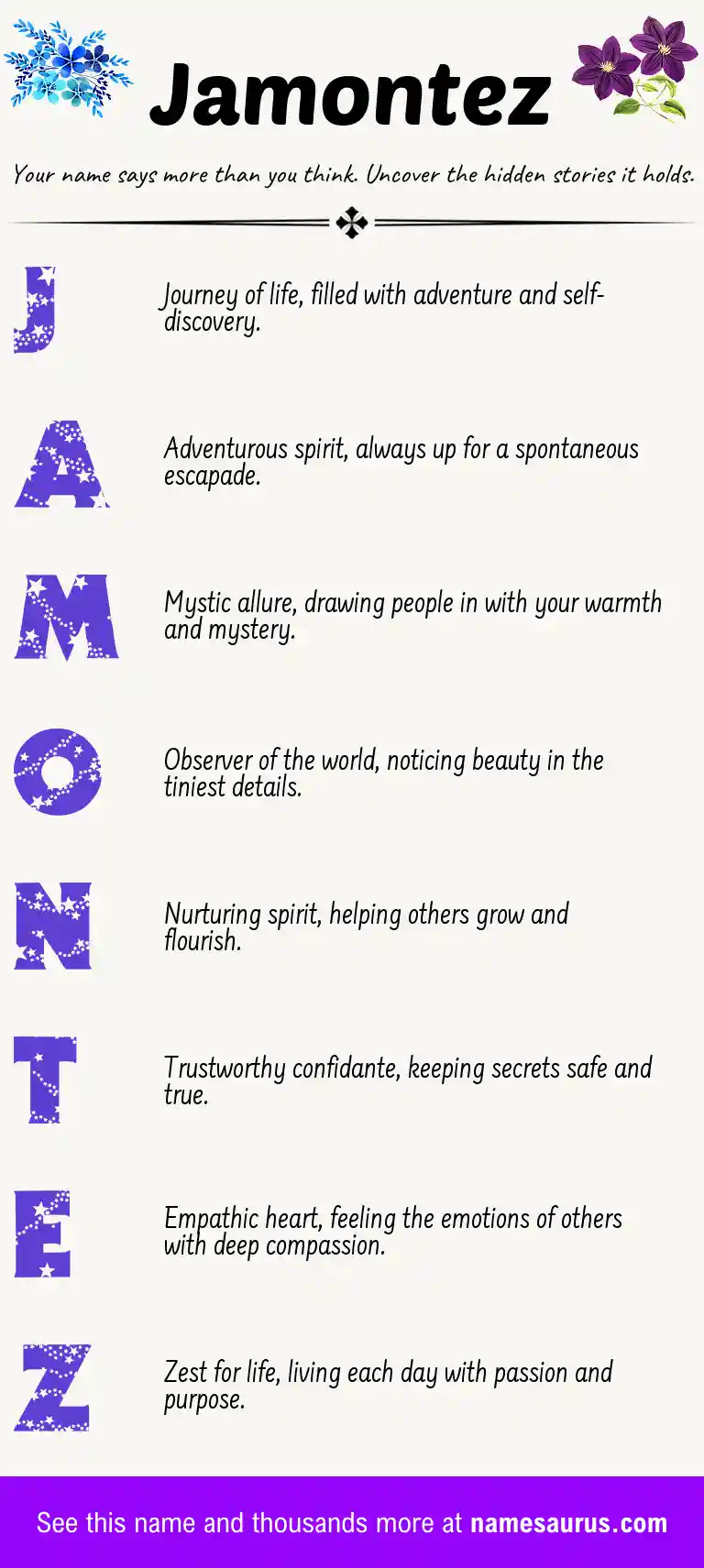 Acrostic poem about Jamontez.