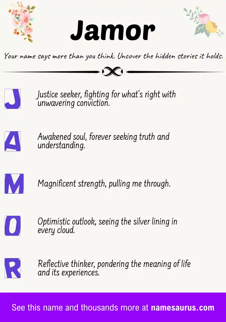 Acrostic poem about Jamor.
