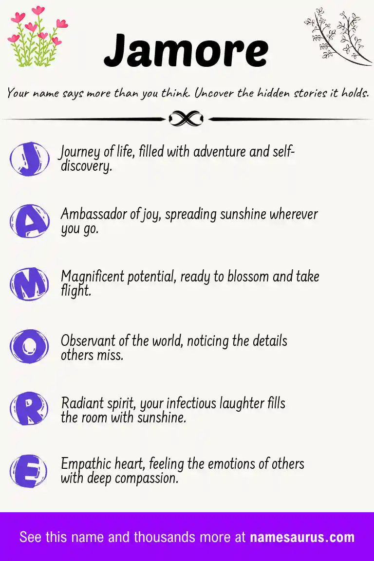 Acrostic poem about Jamore.