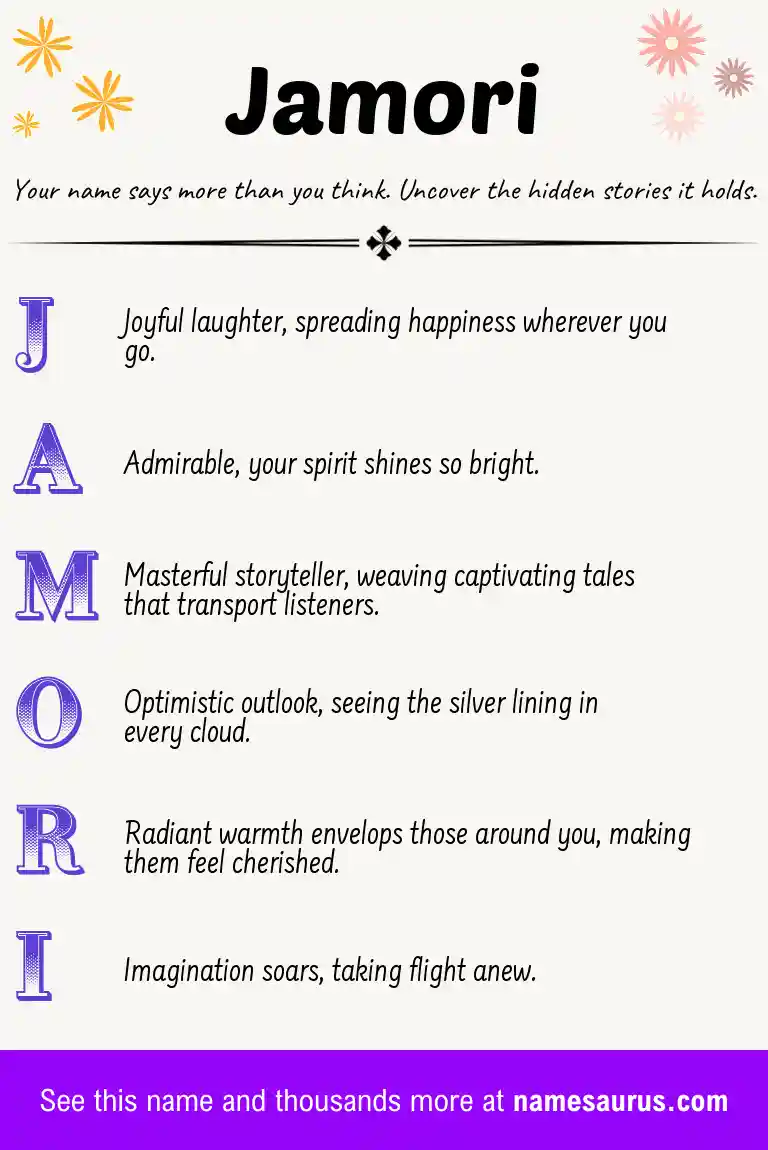 Acrostic poem about Jamori.