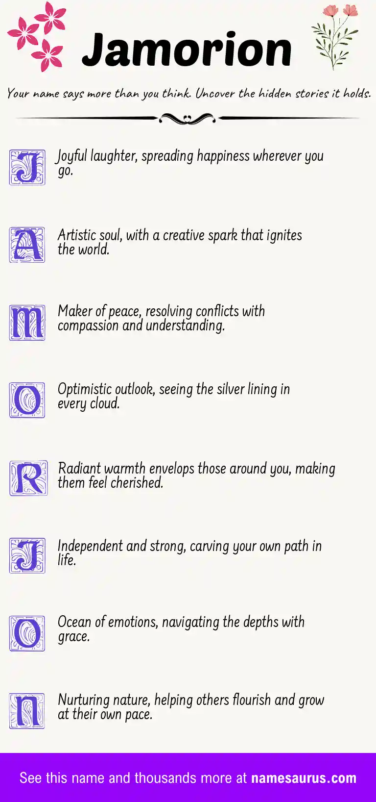 Acrostic poem about Jamorion.