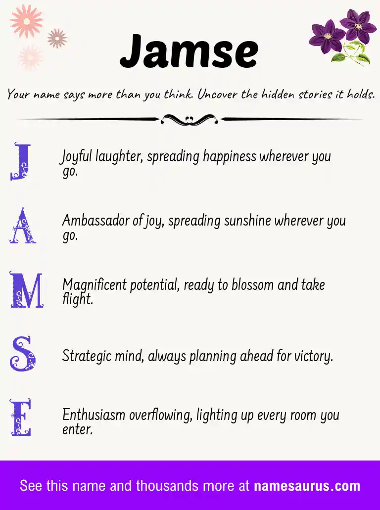 Acrostic poem about Jamse.