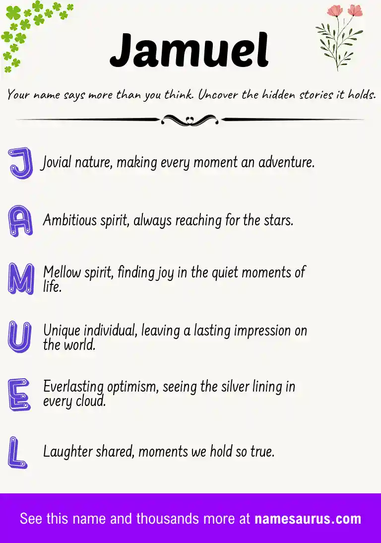 Acrostic poem about Jamuel.