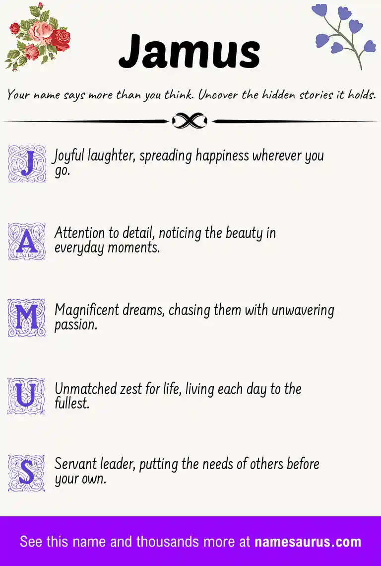 Acrostic poem about Jamus.