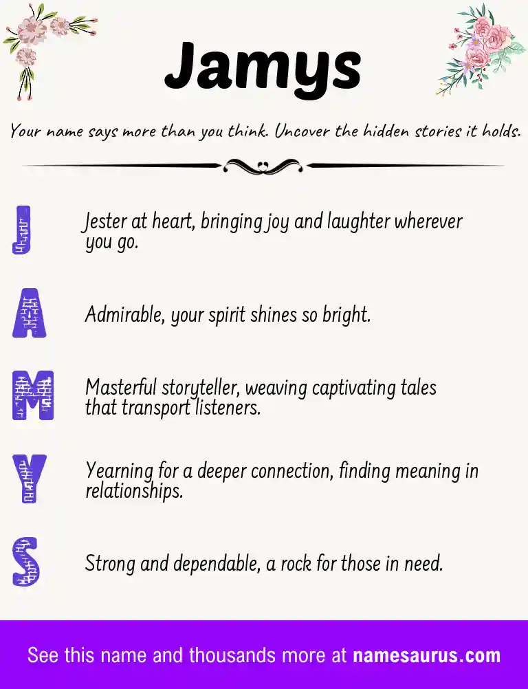 Acrostic poem about Jamys.