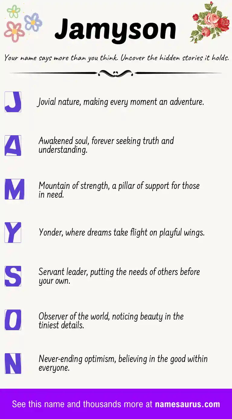 Acrostic poem about Jamyson.