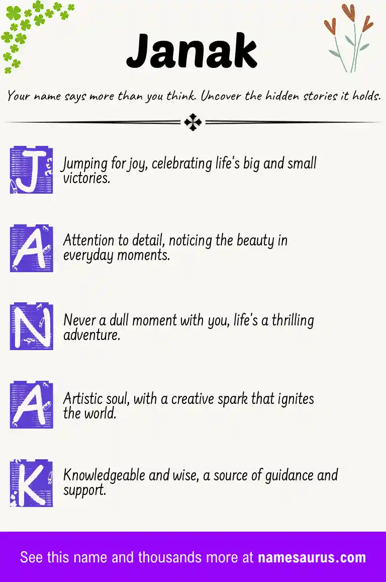 Acrostic poem about Janak.