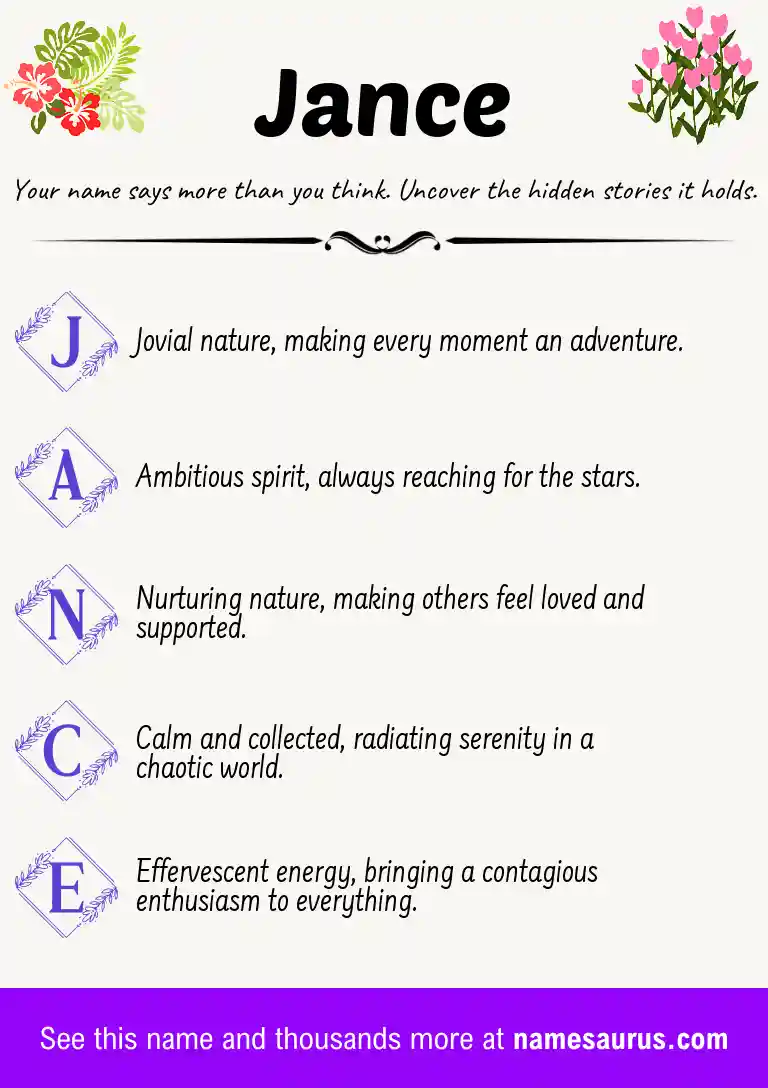 Acrostic poem about Jance.