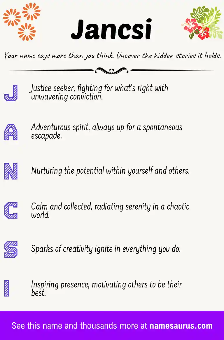 Acrostic poem about Jancsi.